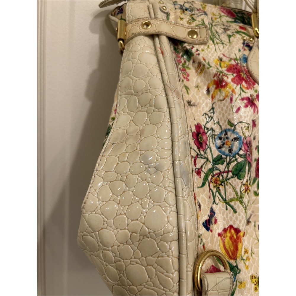 Nicole Lee Large Tote Bag/Purse Cream w Floral Design - Picture 4 of 16